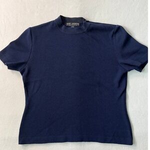 St. John Navy Short Sleeve Knit Top